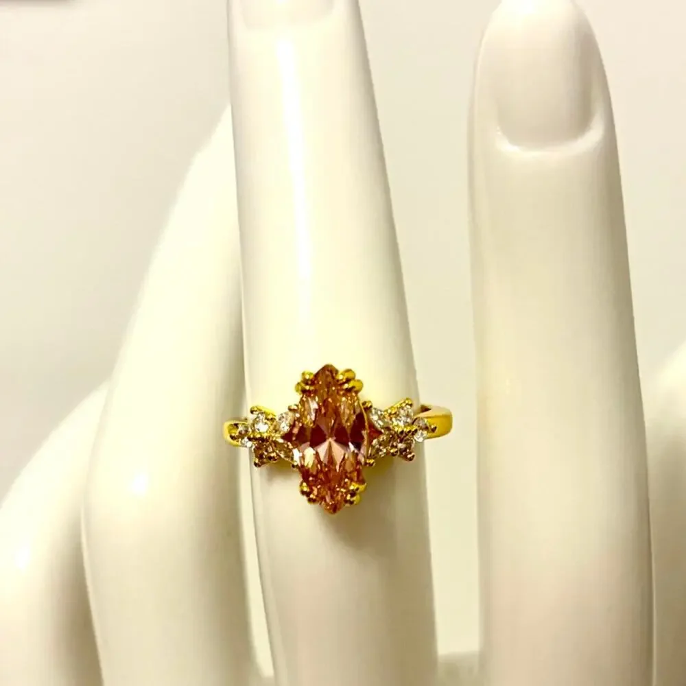 18k gold plated ring with Pink CZ stone